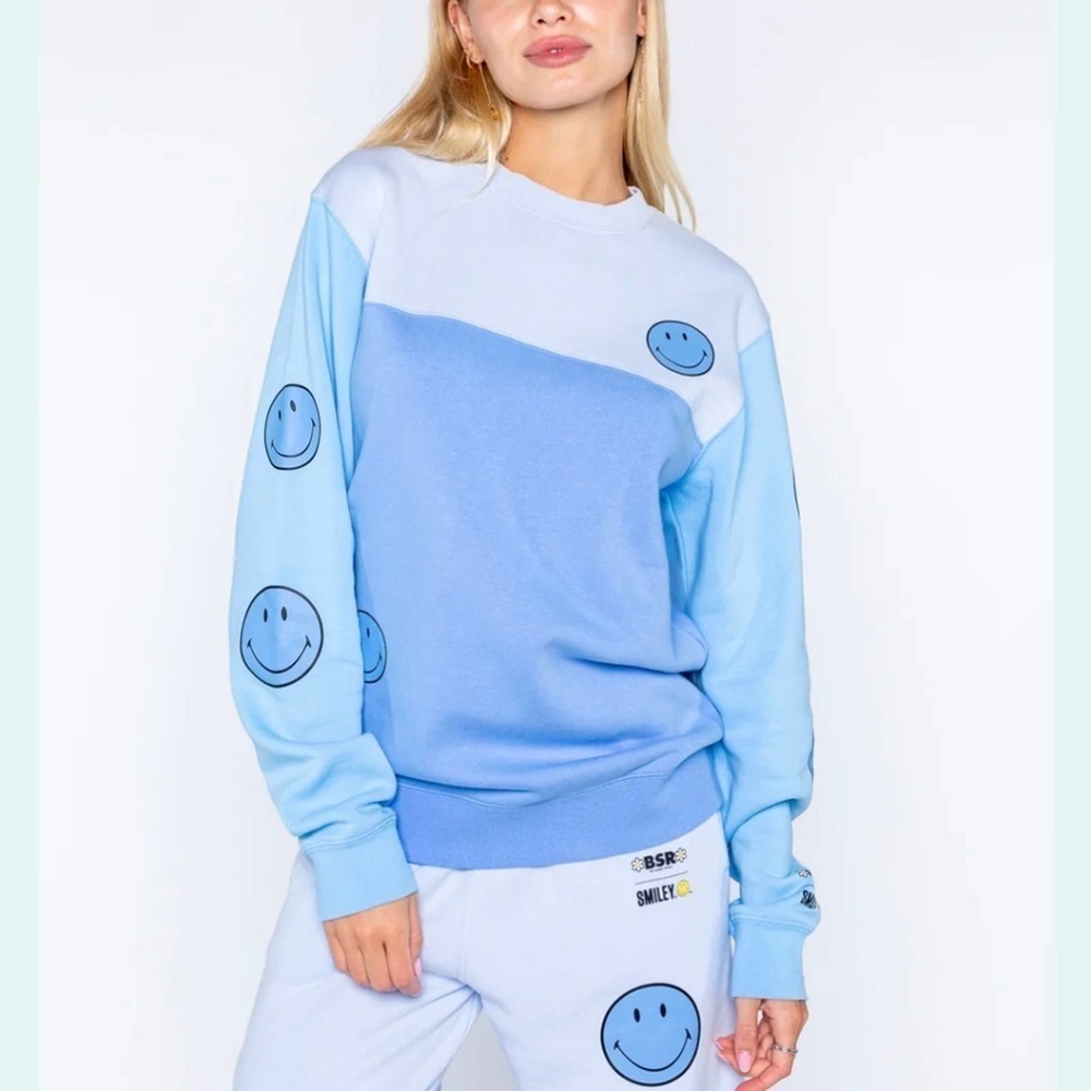 BSR By Samii Ryan Tonal Smiley Color block pullover Size S Nwot Prototype
